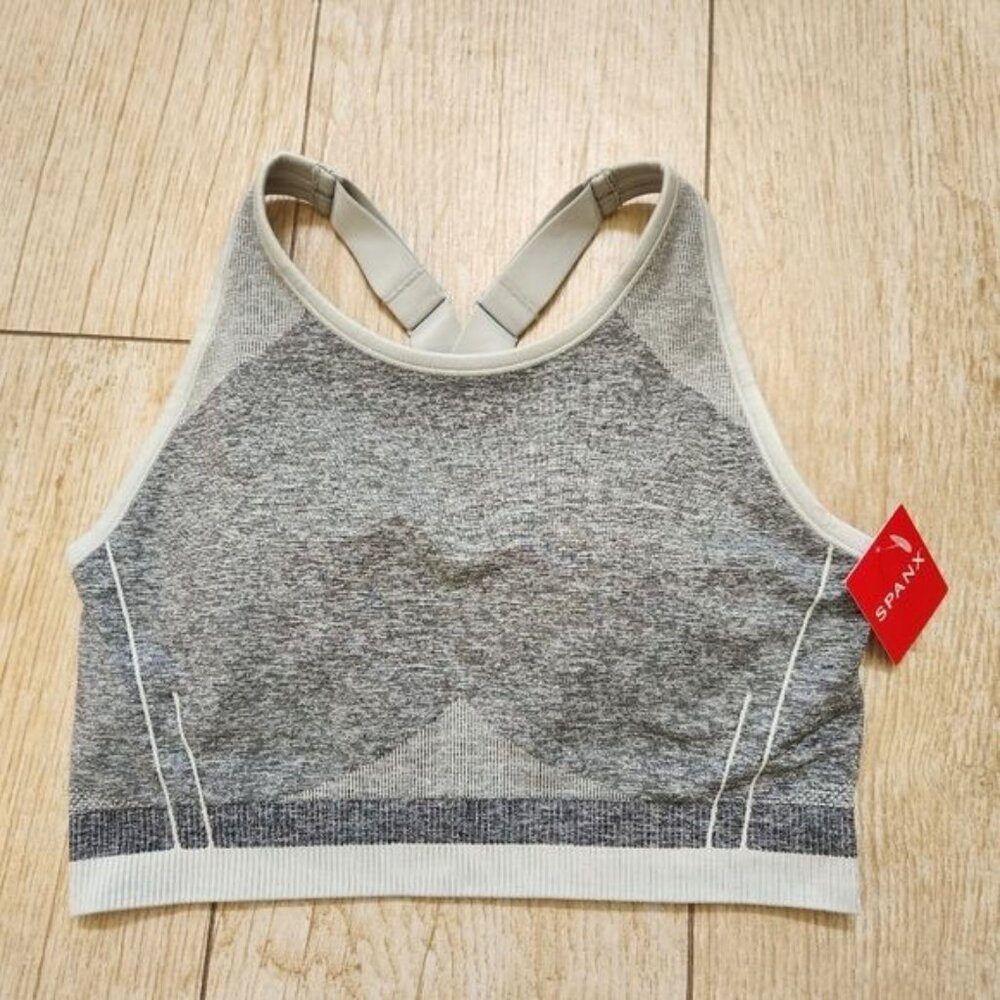 Spanx Seamless Sculpt Sports Bra Size Large Spacedye Cloudy Grey NWT - Picture 7 of 8